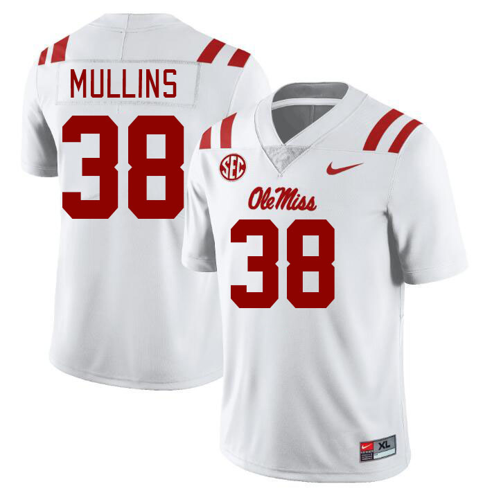 Ole Miss Rebels #38 Chucky Mullins College Football Jerseys Stitched Sale-White
